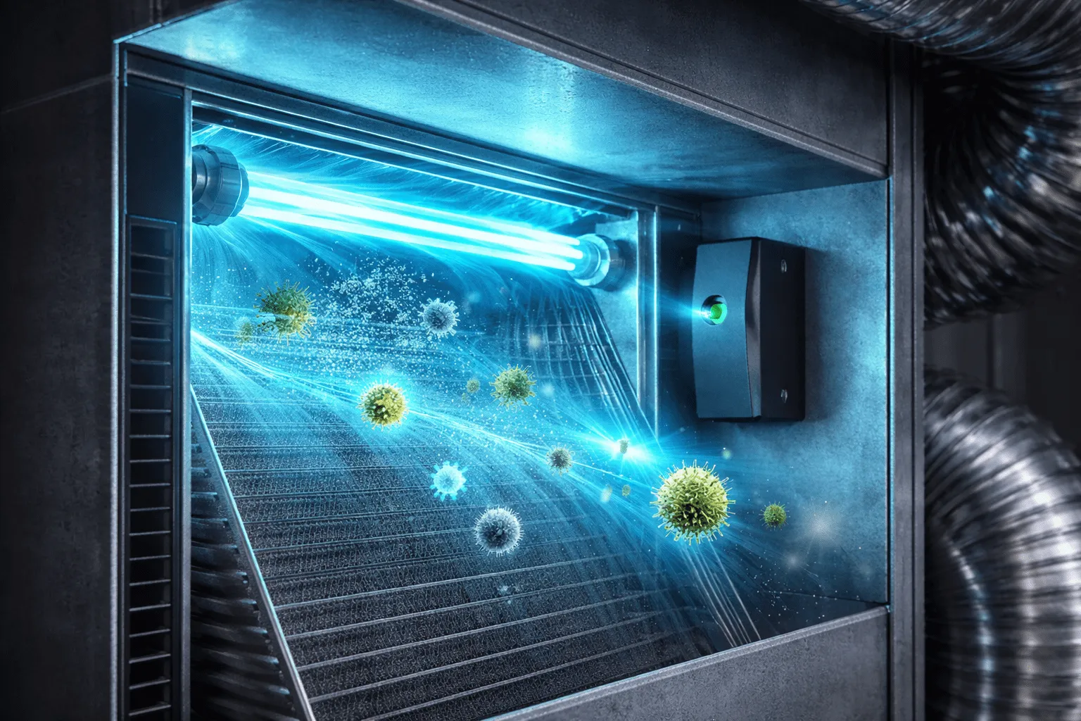 Whole home air purification system installed in an HVAC unit