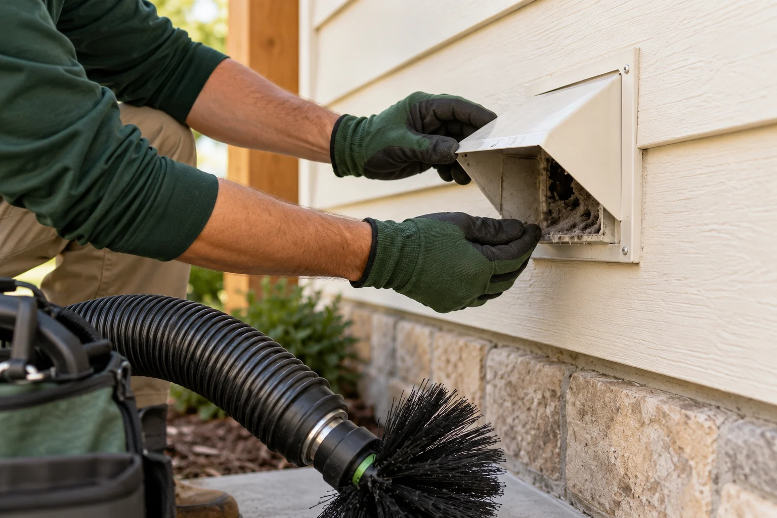 Illustrative exterior dryer exhaust check